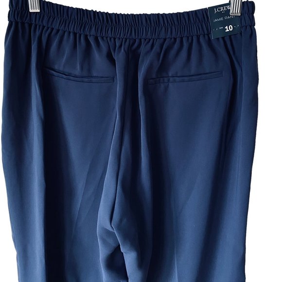 J.Crew Factory Jamie Pant Elastic Waist Navy Blue Comfort Cropped Leg NWT Sz10 - Picture 4 of 10